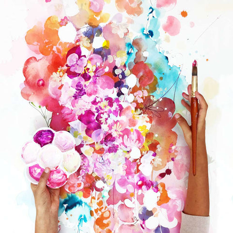 Sweet Dreams, floral mixed media by Ingrid Sanchez.