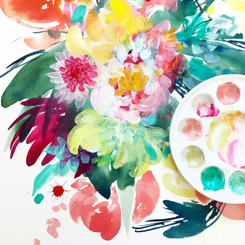 Wild Bouquet, mixed media florals by Ingrid Sanchez.