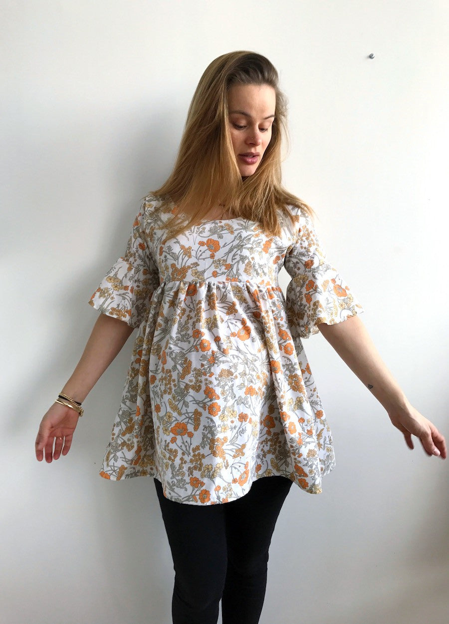Maternity sewing #2 - 70s style empire line ruffle sleeve easy top – By ...