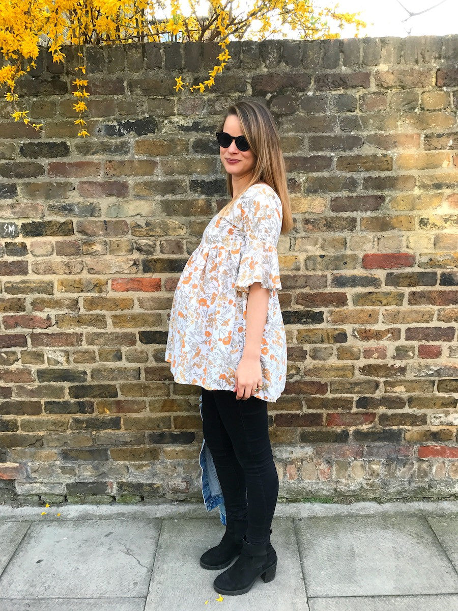 Zeena Dress sewing pattern maternity top hack side view