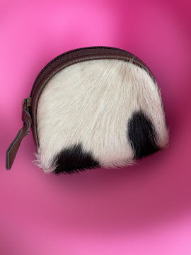 Crazy Heifers Hair on Hide Pouch, White