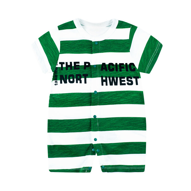 Baby Boys Striped Letters Rompers Wholesale 21120346