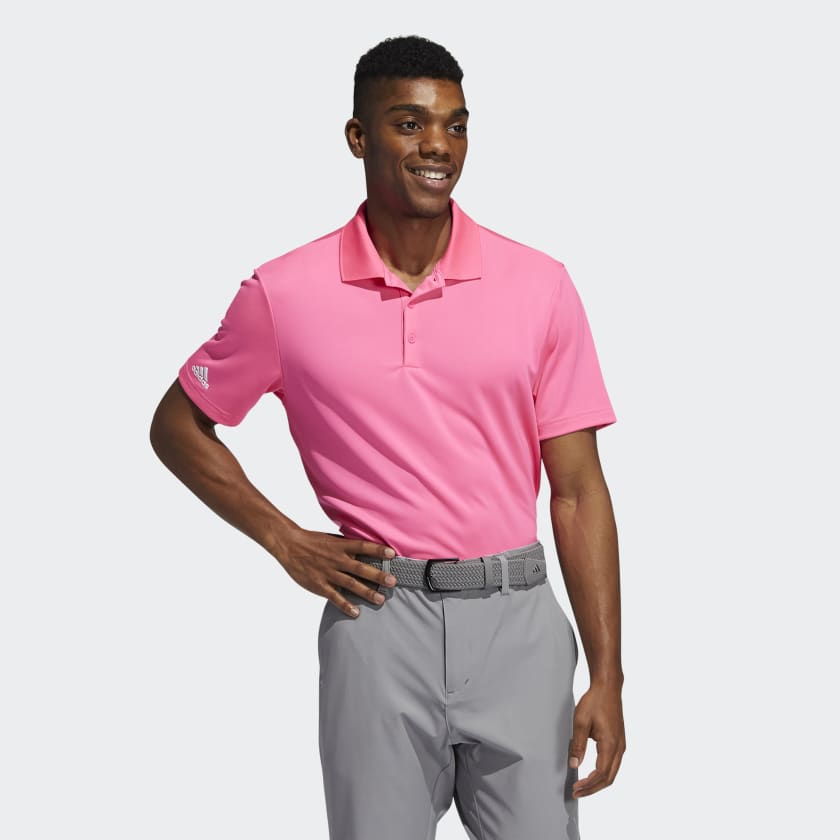 adidas mens pink golf shirt