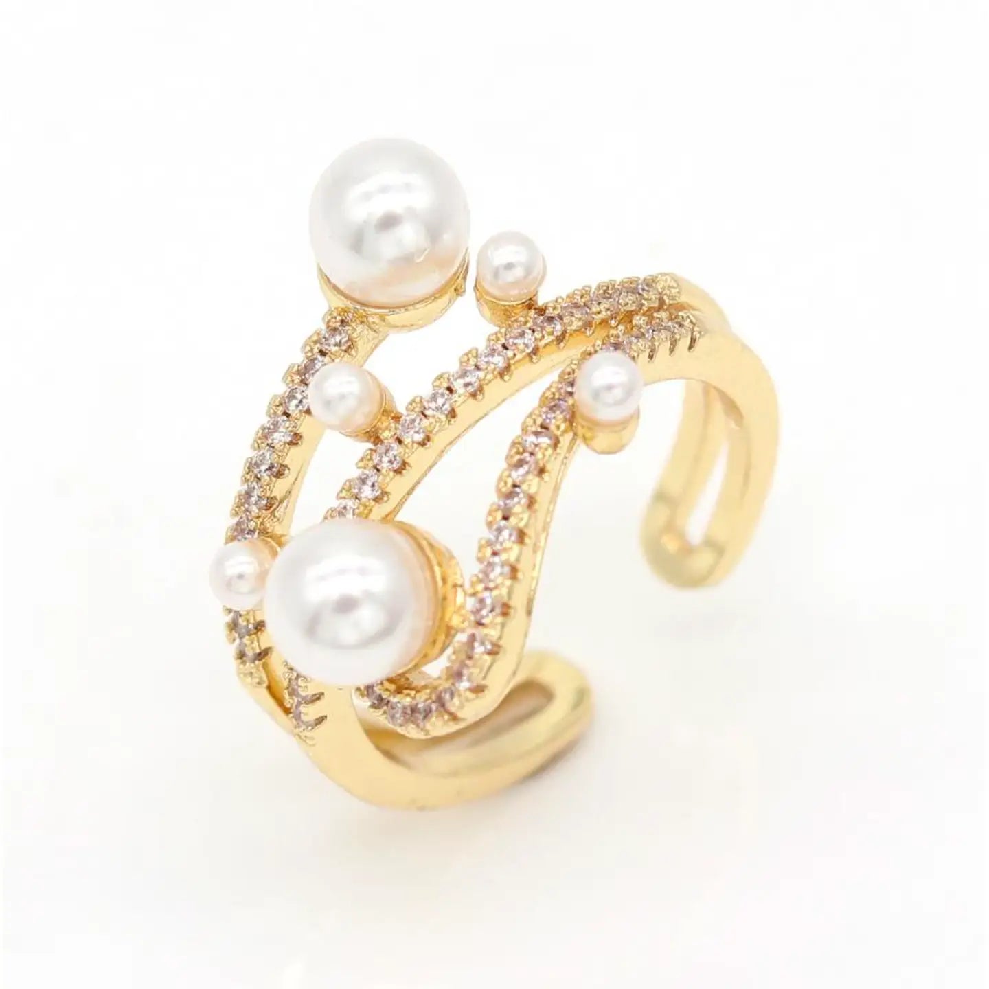 Multi Pearl Adjustable Ring