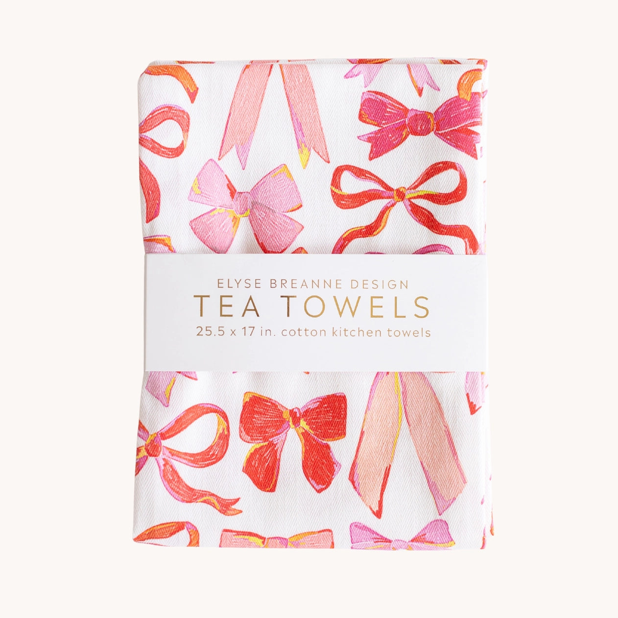 Pink Bow Tea Towels - Pack of 2