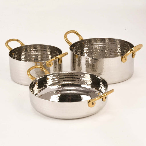 Hammered Stainless Steel Heavy Serving Bowl Sauce Pan- 27 Oz. — Nishi  Enterprise Inc