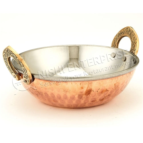 IMUSA IMUSA Stainless Steel Kadhai with Copper Bottom & Stainless Steel  Handles 7 Inches, Silver/Copper - IMUSA