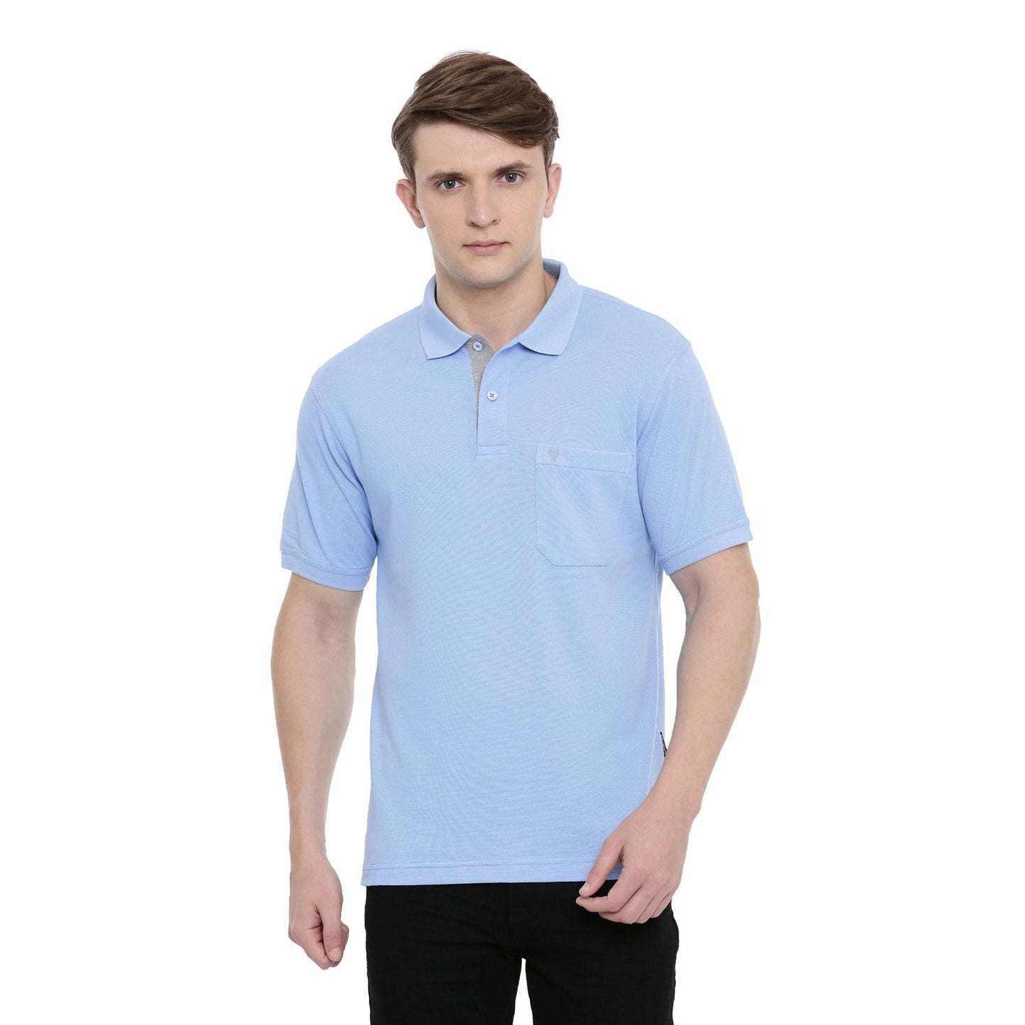 light blue polo t shirt