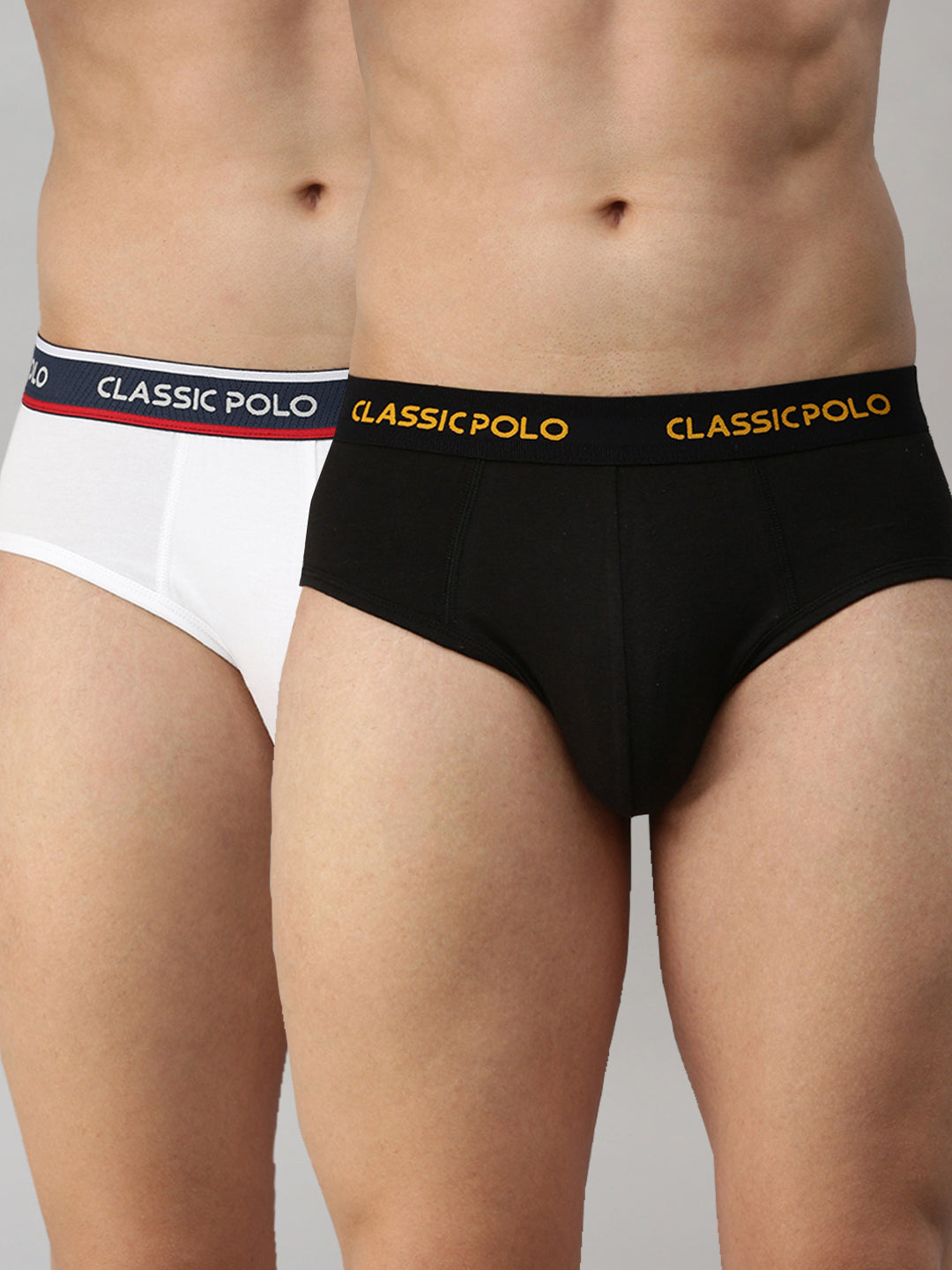 Printed Briefs with Exposed Waistband - White Dot Print - Classic Polo