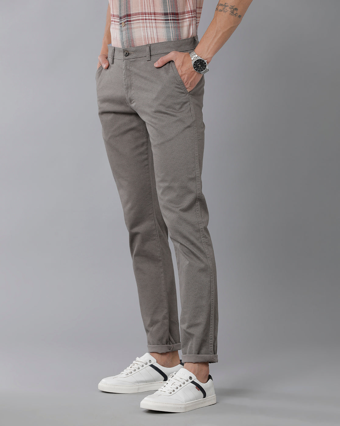 Grey skinny fit herringbone suit trousers  River Island