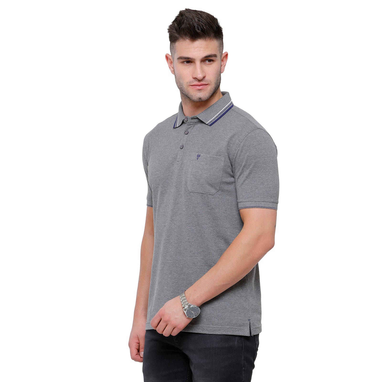 Classic polo Men's Dark Grey Sporty Polo Half Sleeve Slim Fit T