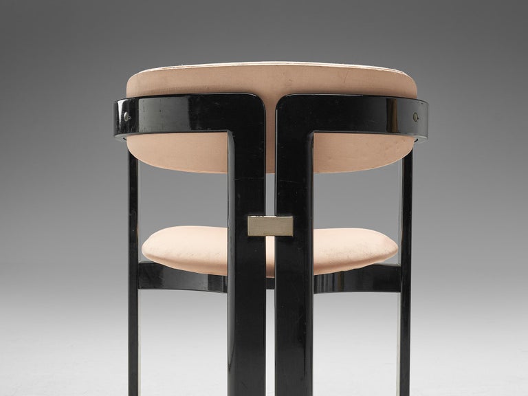Augusto Savini "Pamplona" Armchair in Ebonized Ash and Pink Upholstery