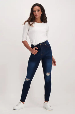 Dunns Clothing  Janae High Waisted Skinny Jean _ 138389 _ Dark