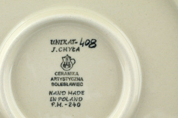 Polish Pottery Dinner Plate 10½-inch Cobalt Poppies Theme UNIKAT