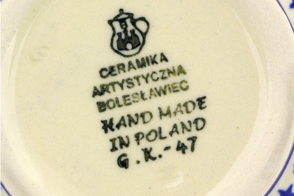 Polish Pottery Bowl with Loop Handle, loop bowl 16 oz Starlight Theme