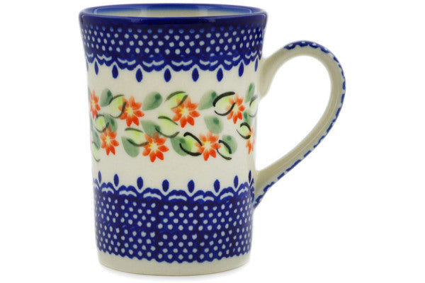 Polish Pottery Mug 8 oz Elegant Garland Theme