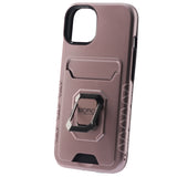 Apple iPhone 13 Pro Max, (BORO) Magnetic Ring Armor Case with Card Holder, Color Rose Gold