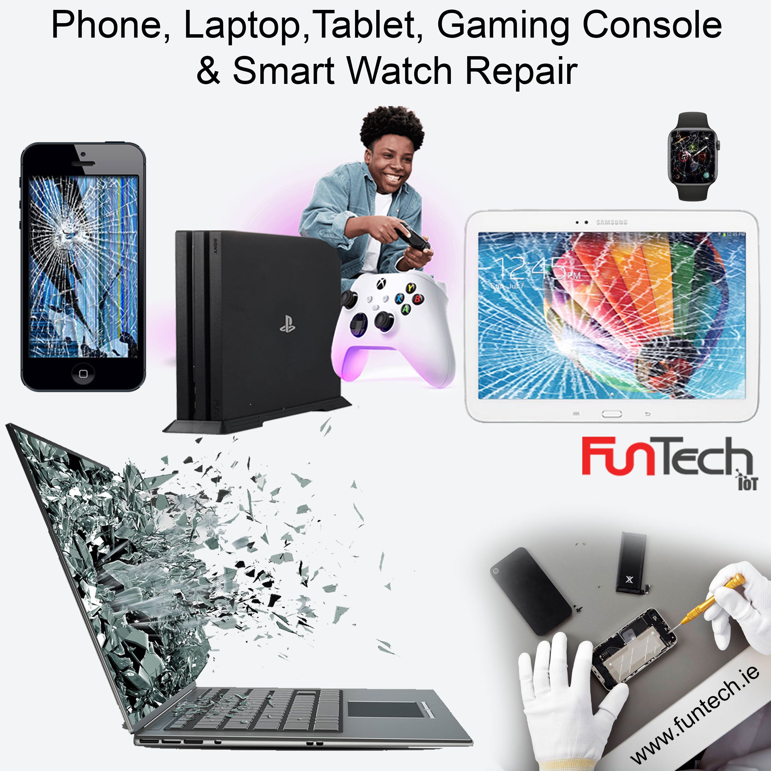 Phone repair, Laptop repair, Tablet repair, Gaming Console repair, smartwatch repair in Ireland,