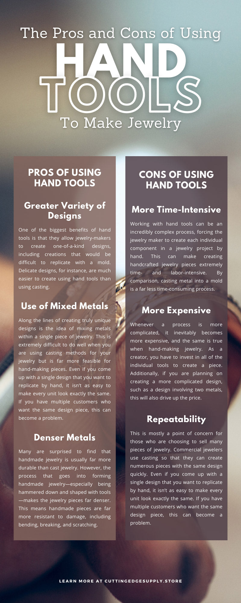 The Pros and Cons of Using Hand Tools To Make Jewelry