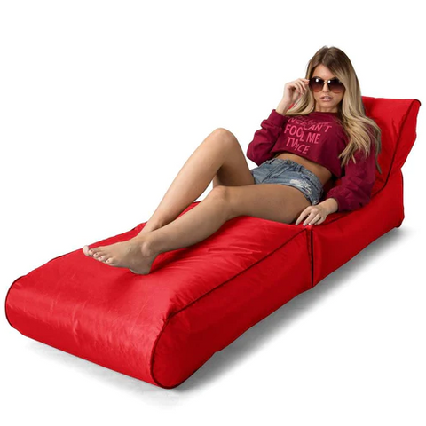 Red Folding Sun Lounger Bean Bag Chair