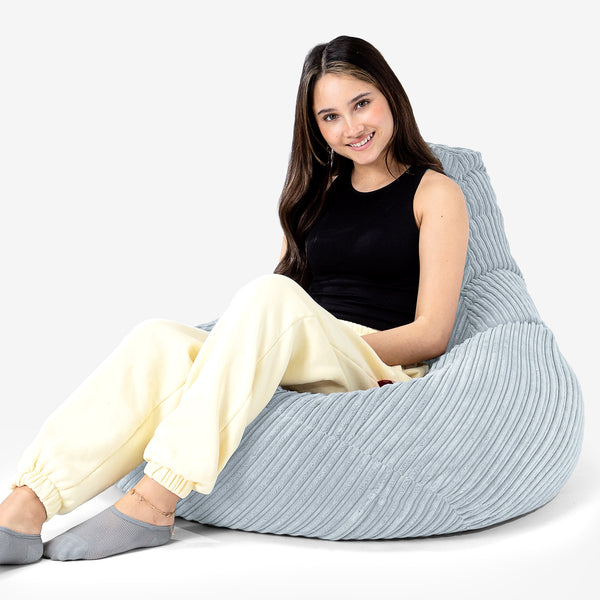 Highback Bean Bag Chair - Cord Baby Blue with model