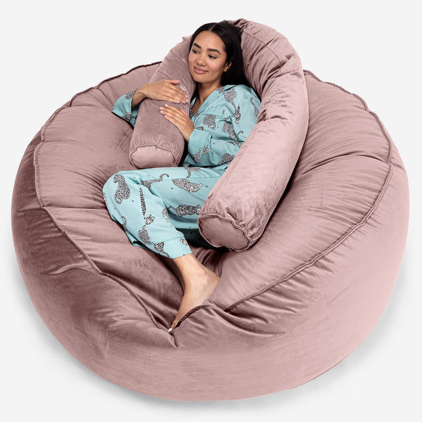 Mega Mammoth Bean Bag Sofa - Velvet Rose Pink with model