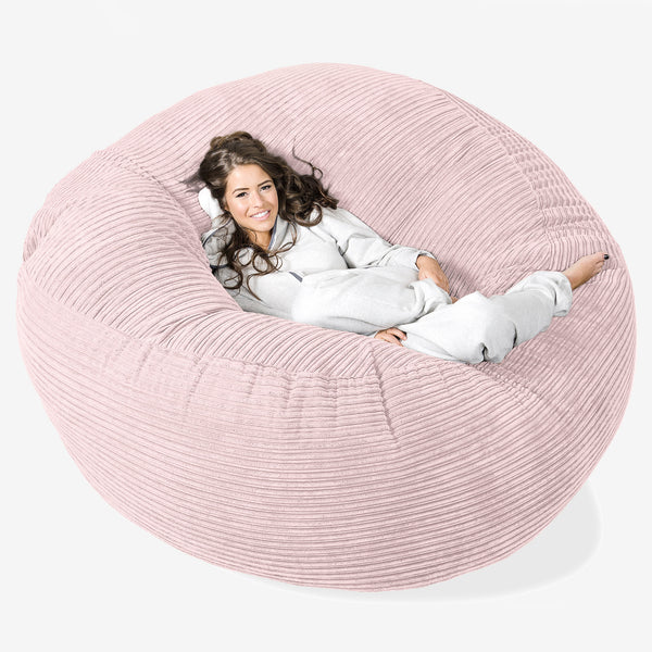 Mega Mammoth Bean Bag Sofa - Cord Blush Pink with model