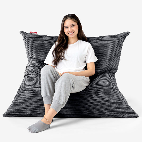 XL Pillow Beanbag - Cord Black with model