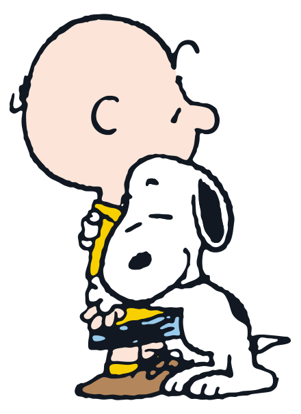 Snoopy and Charlie Brown hugging