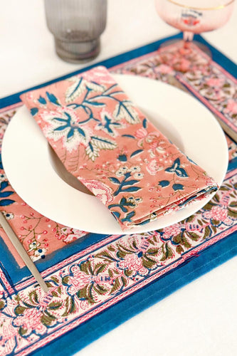 Hand Block-Printed Napkins  Daisy Tile — Nancy Enloe Prints