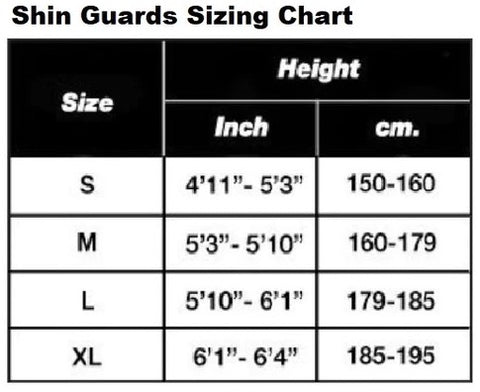 Fairtex Muay Thai Shin Guards Sizing Chart