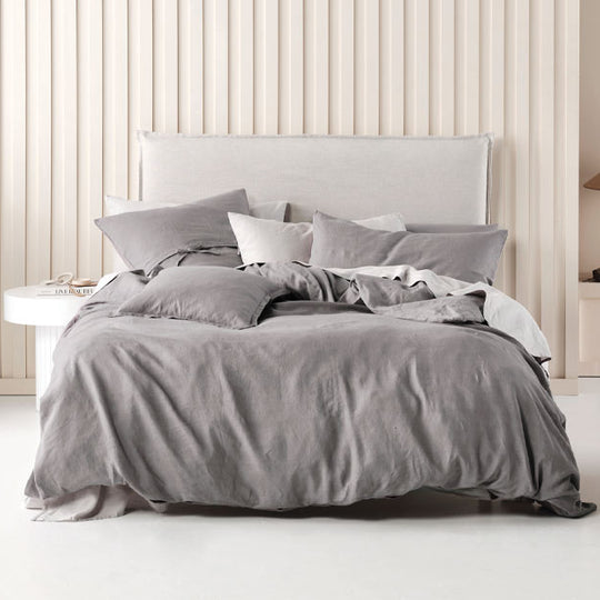 Nimes Linen Quilt Cover Set Range Ash