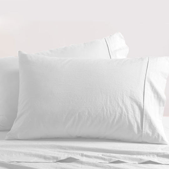 Vintage Design Homewares - Washed Cotton Sheet Set Range White