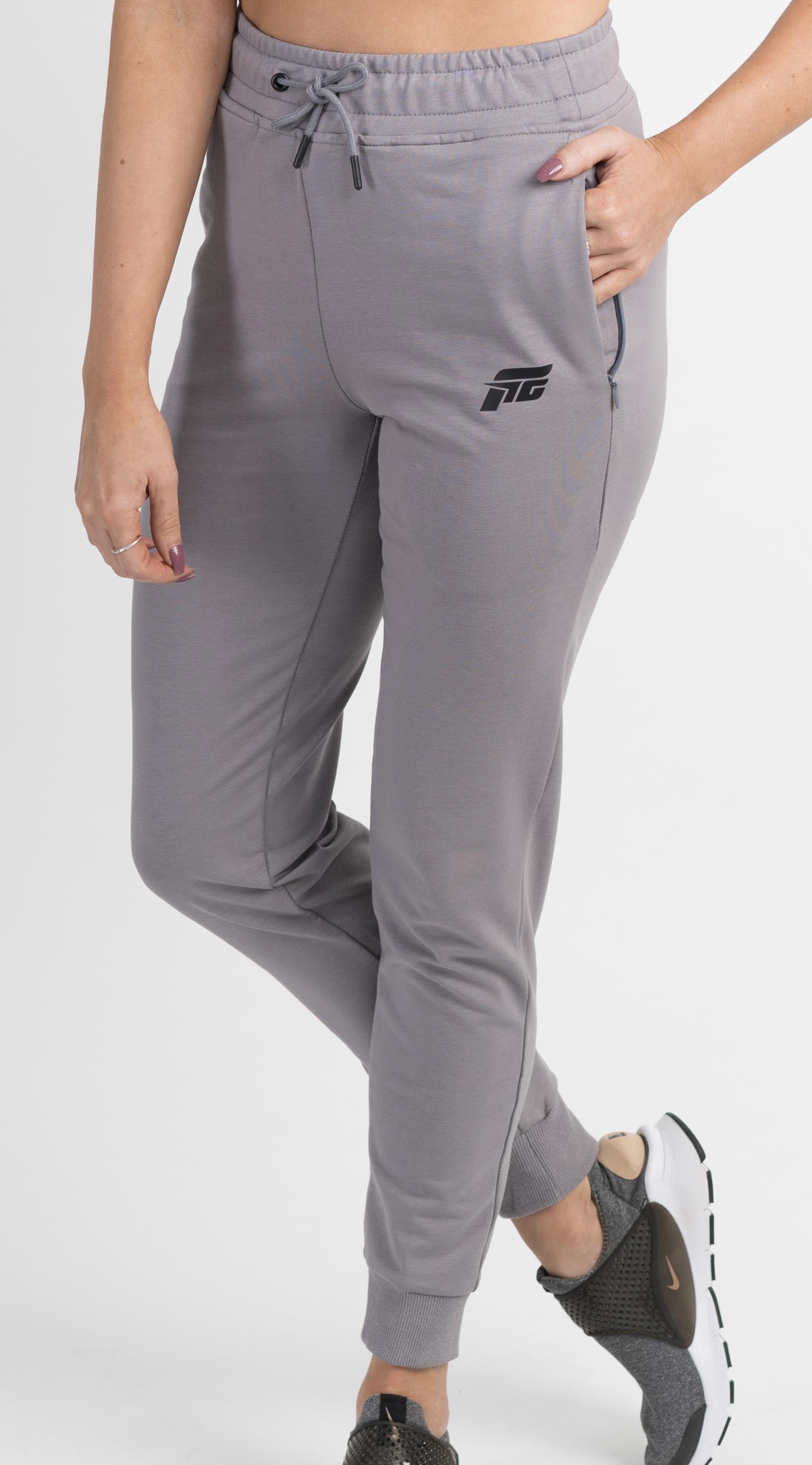 grey high waisted joggers