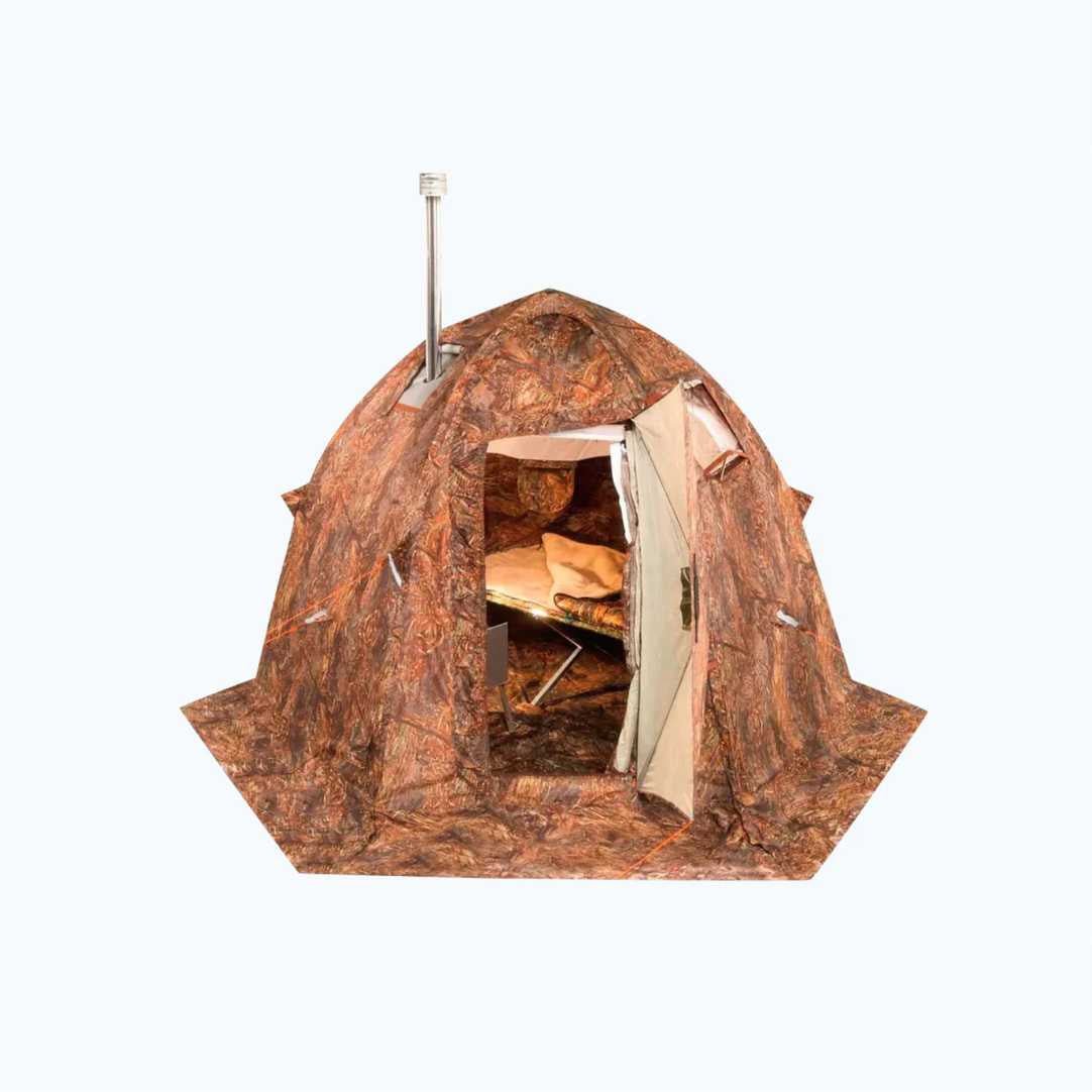 Ice fishing tent with clearance stove jack