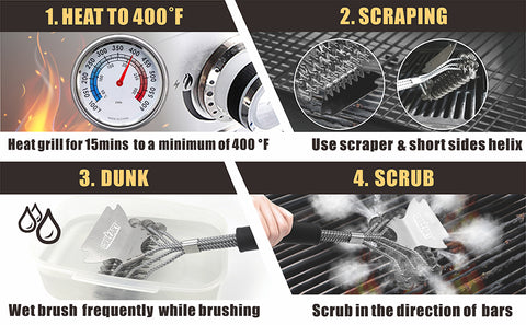 POLIGO Safe Grill Brush and Scraper with Deluxe Handle - 18 Grill Cleaner  Brush Stainless Steel Bristle Grill Brush for Outdoor Grill Wizard Grate 