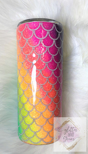 Mermaid Tumbler, Glitter Tumbler, Crystalac Tumbler, Gift 