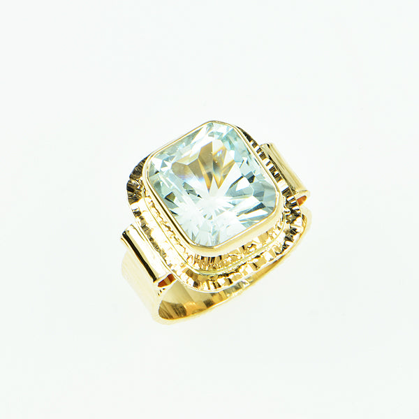 Ice Aquamarine Faceted Ring