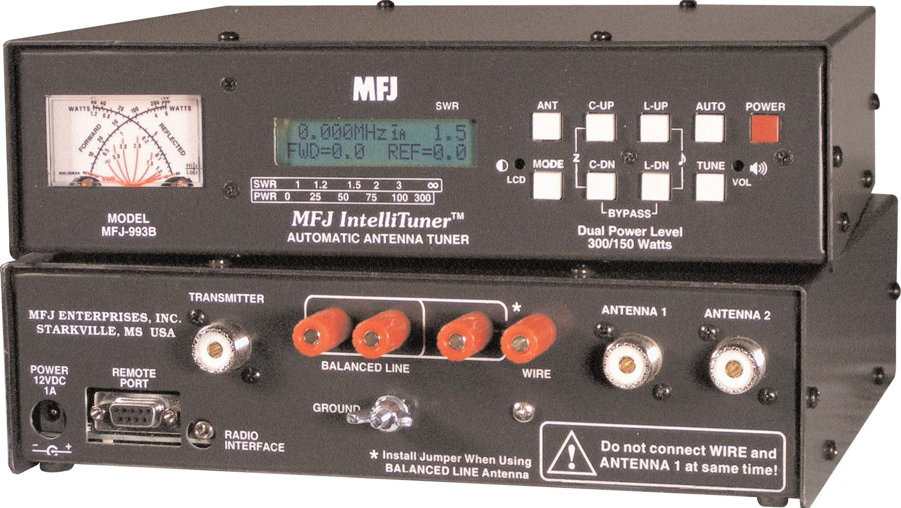 MFJ-993B, DUAL POWER AUTO TUNER, 300/150W, 1.8-30MHz