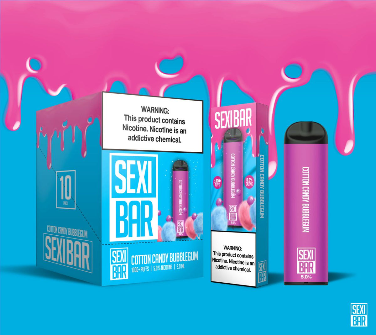 Sexibar Cotton Candy Bubblegum Disposable Vape Bar 1000 Puffs 