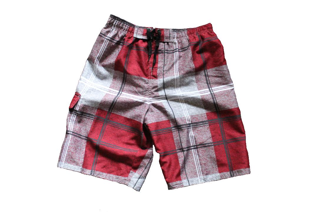 Burnside Junior Plaid Board Shorts (Red)