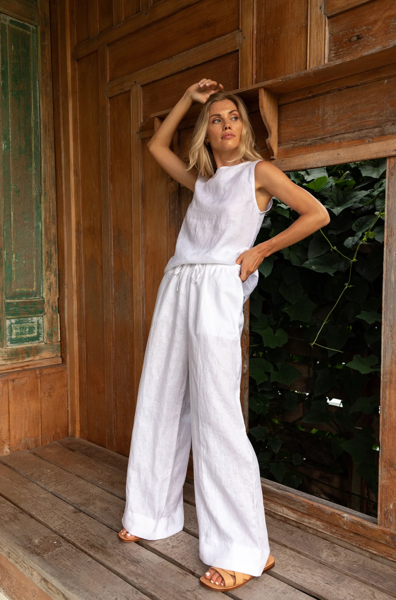 Lottie Pants - Cream Linen