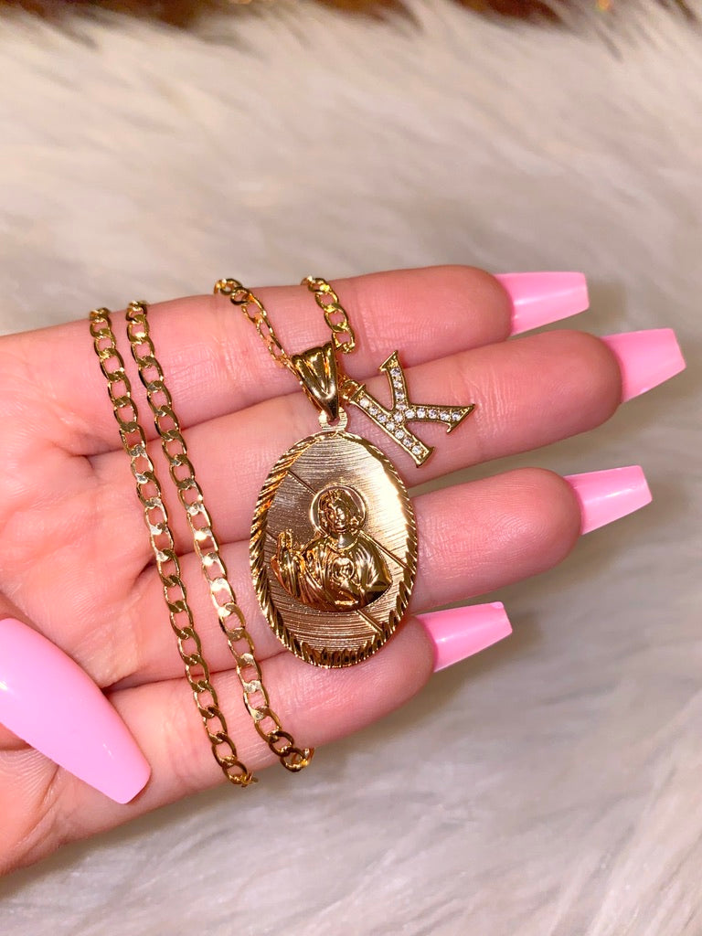 Oval Saint Jude With Initial