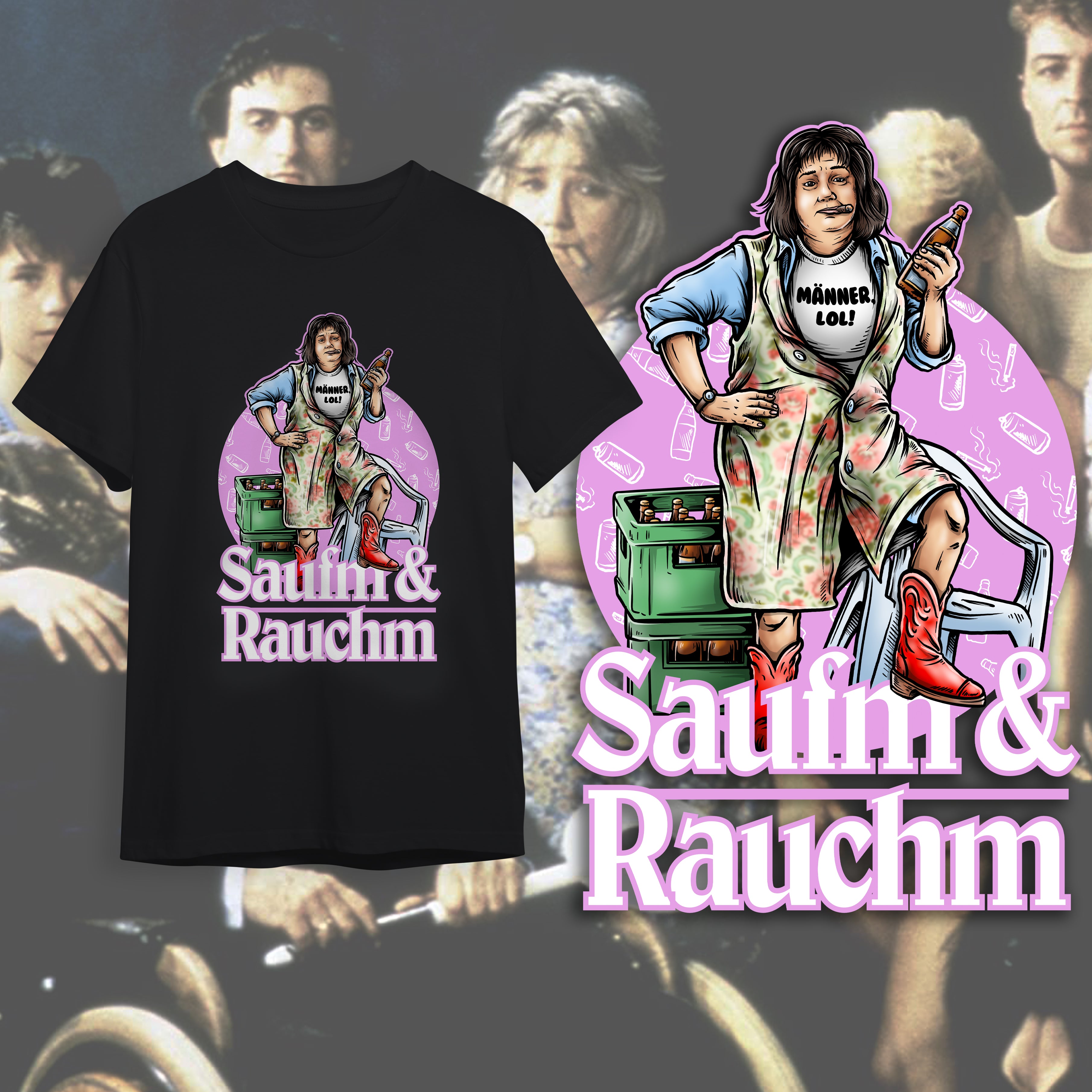 Image of Saufm & Rauchm Mnner LOL T-Shirt Schwarz