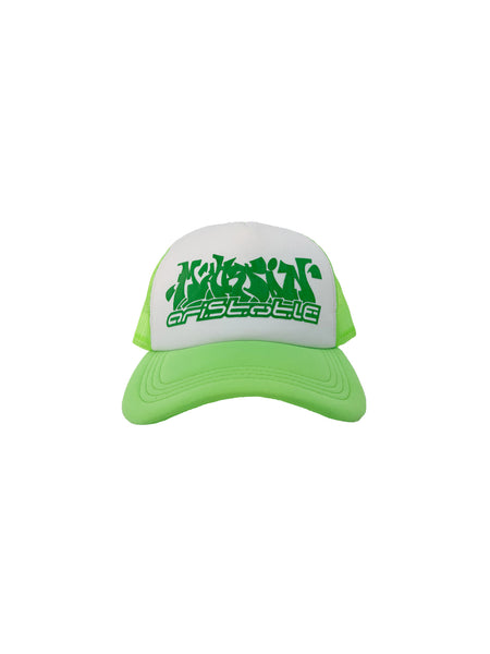 neon green trucker hat