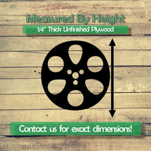 Load image into Gallery viewer, Film Reel Unfinished Wood Cutout Shapes- Laser Cut DIY Craft