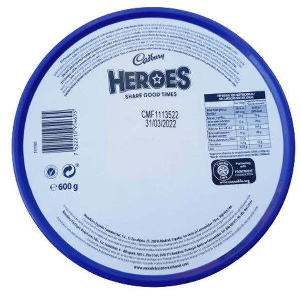 Cadbury Heroes Ingredientes y valores nutricionales
