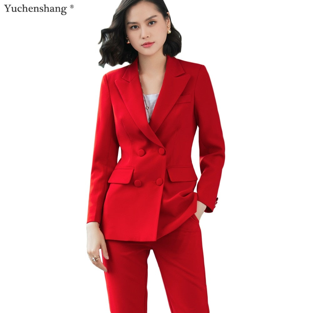 red pant suit womens