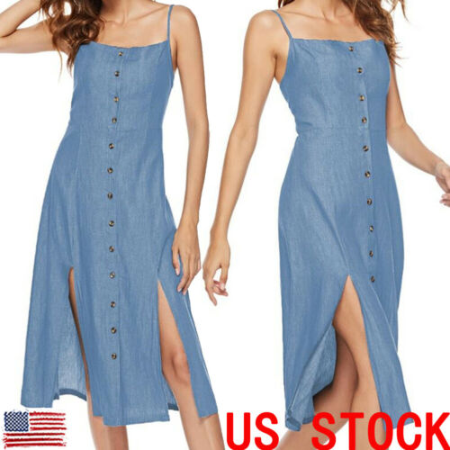 women's denim maxi dresses