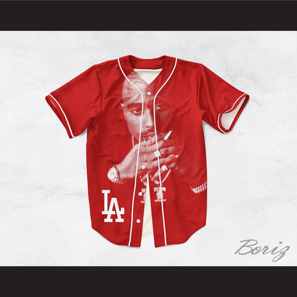 all red baseball jersey